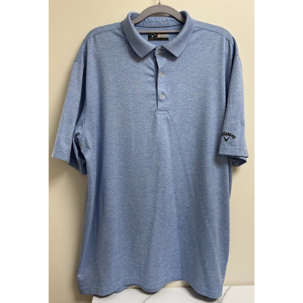 Callaway Golf Opti-Dri Polo Shirt Men’s Large Heathered‎ Blue Moisture Wicking